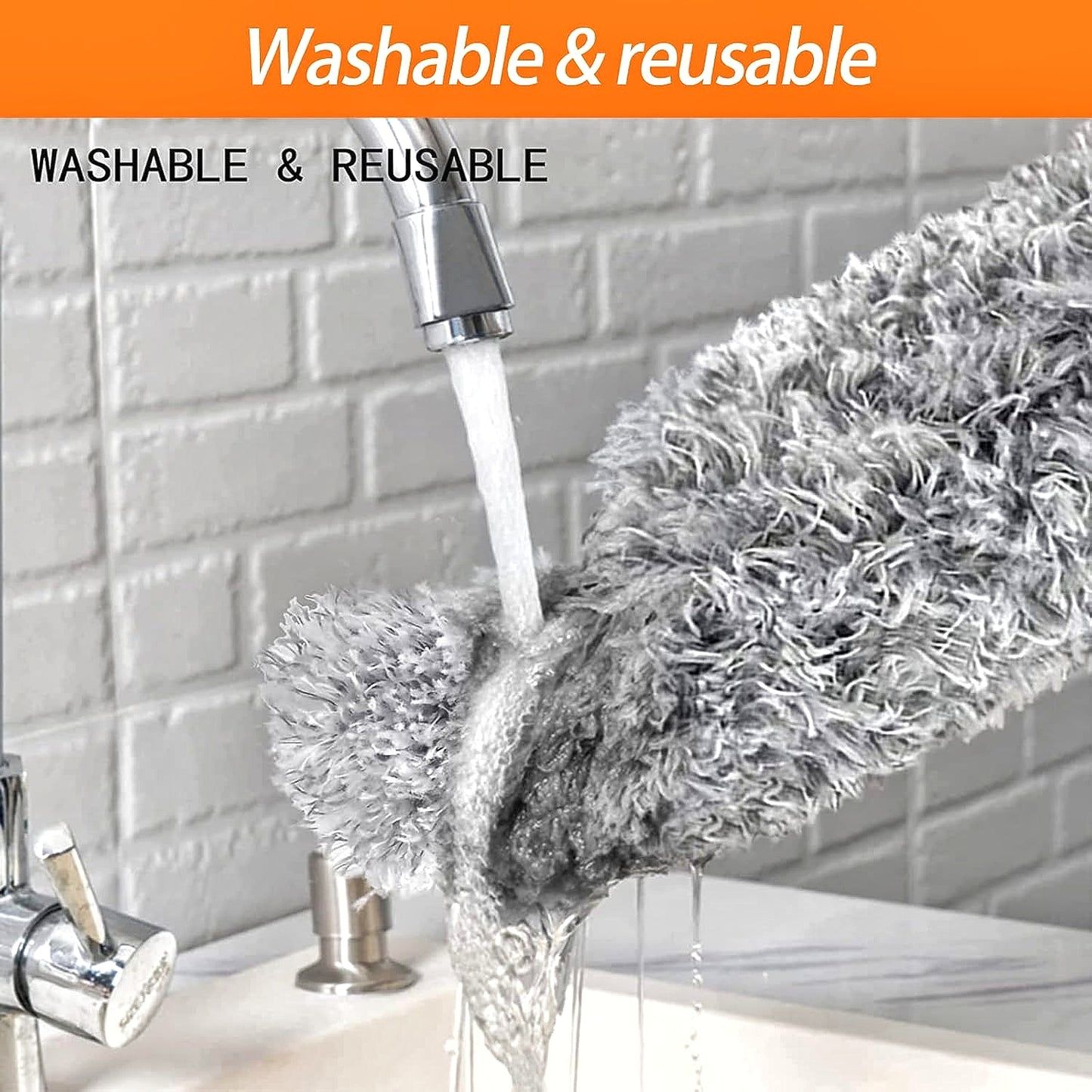 Adjustable Stretch Extend Microfiber Feather Duster Dusting Brush Stainless Steel Integrated Extension Rod Household Clean Tools